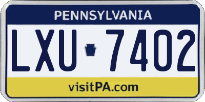 PA license plate LXU7402