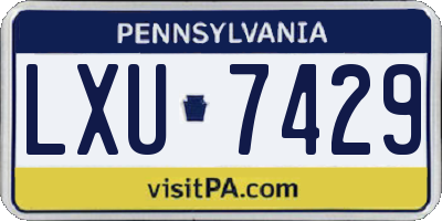 PA license plate LXU7429