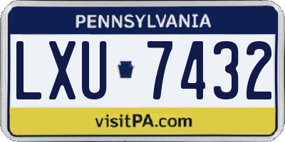 PA license plate LXU7432