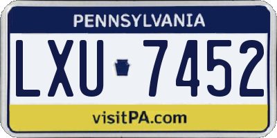 PA license plate LXU7452