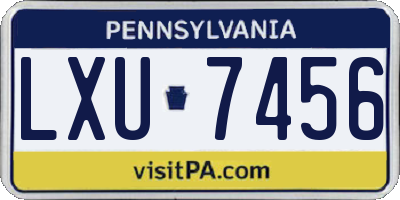 PA license plate LXU7456