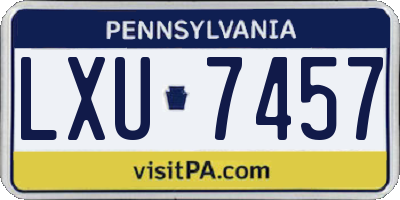 PA license plate LXU7457