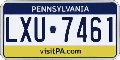 PA license plate LXU7461
