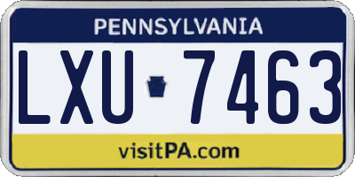 PA license plate LXU7463