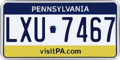PA license plate LXU7467