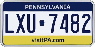 PA license plate LXU7482