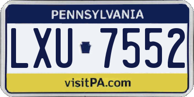 PA license plate LXU7552