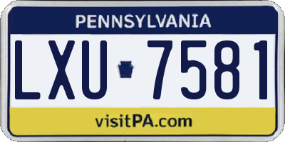 PA license plate LXU7581