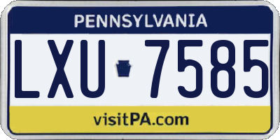PA license plate LXU7585