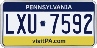 PA license plate LXU7592