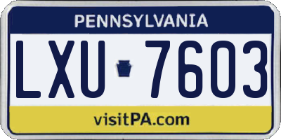 PA license plate LXU7603
