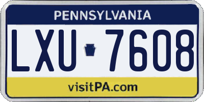 PA license plate LXU7608