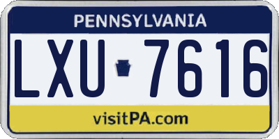 PA license plate LXU7616