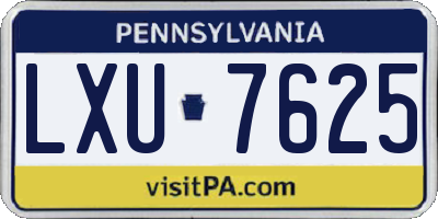 PA license plate LXU7625