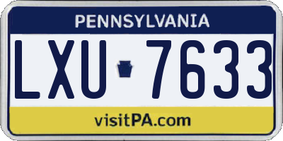 PA license plate LXU7633