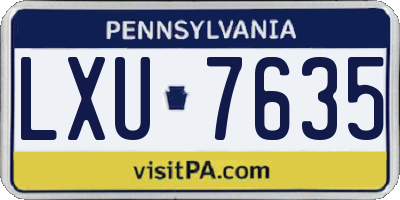 PA license plate LXU7635