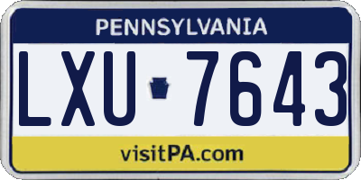 PA license plate LXU7643