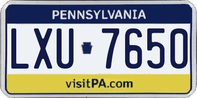 PA license plate LXU7650