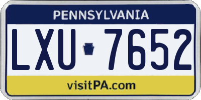 PA license plate LXU7652