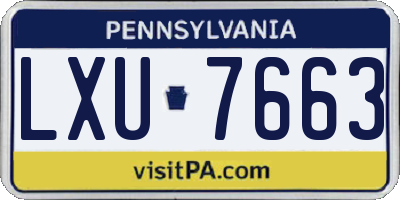 PA license plate LXU7663