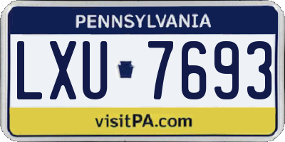 PA license plate LXU7693