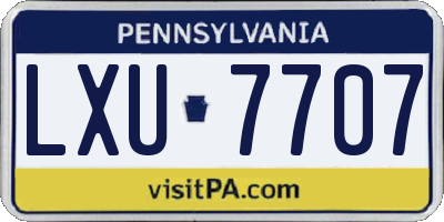 PA license plate LXU7707