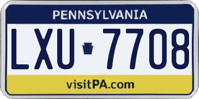 PA license plate LXU7708