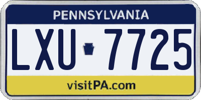 PA license plate LXU7725