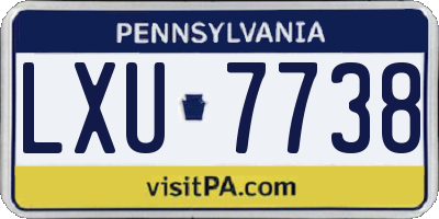PA license plate LXU7738
