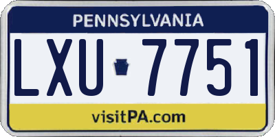 PA license plate LXU7751