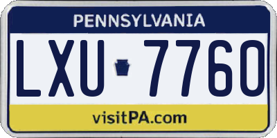 PA license plate LXU7760