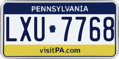 PA license plate LXU7768