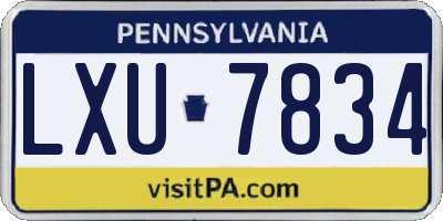 PA license plate LXU7834