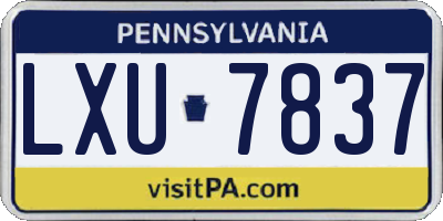 PA license plate LXU7837