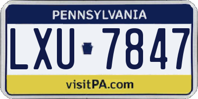 PA license plate LXU7847