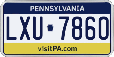 PA license plate LXU7860