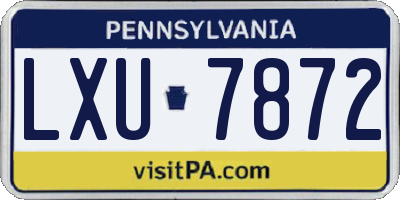 PA license plate LXU7872