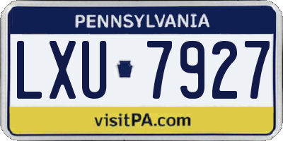 PA license plate LXU7927