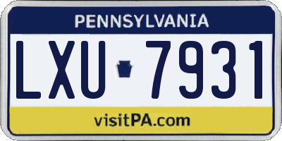 PA license plate LXU7931