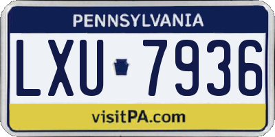 PA license plate LXU7936