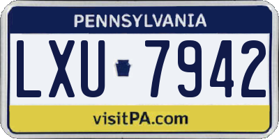 PA license plate LXU7942