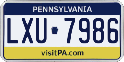 PA license plate LXU7986