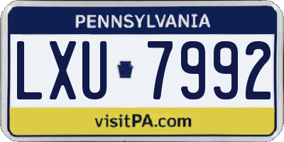 PA license plate LXU7992