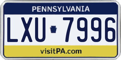 PA license plate LXU7996