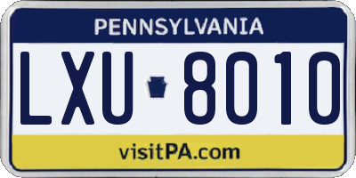 PA license plate LXU8010