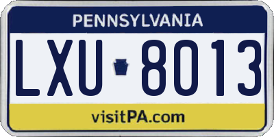 PA license plate LXU8013