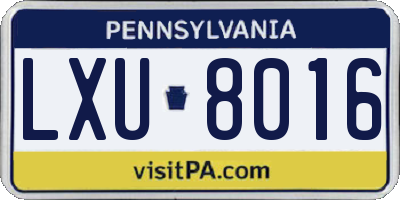 PA license plate LXU8016