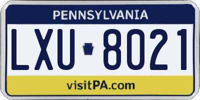PA license plate LXU8021