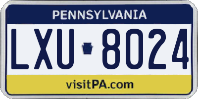 PA license plate LXU8024