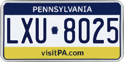 PA license plate LXU8025